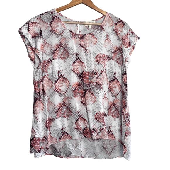 Cynthia Rowley Pink White Snakeskin Print Top Size Large - Picture 1 of 6
